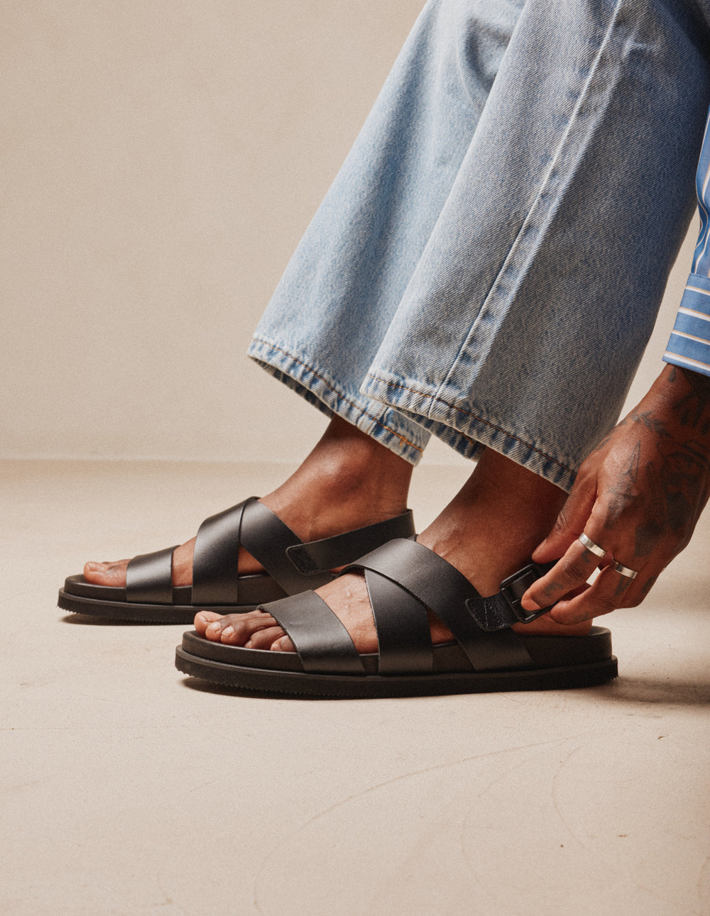 Davao Sandals - Black Leather