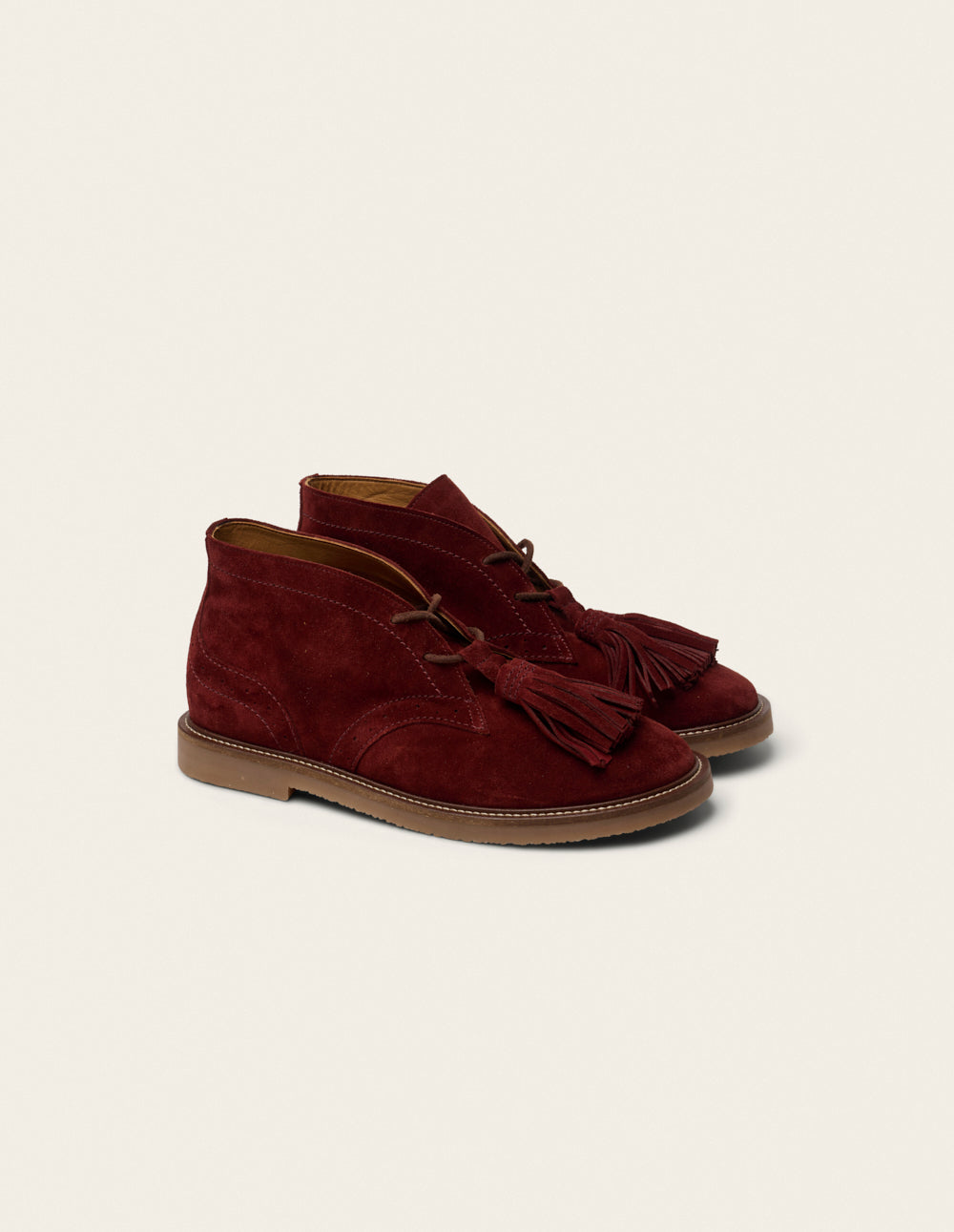 Bottines à lacets Dezi - Suède bordeaux