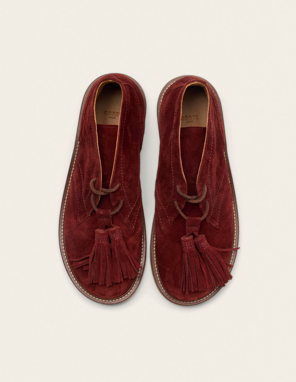 Bottines à lacets Dezi - Suède bordeaux