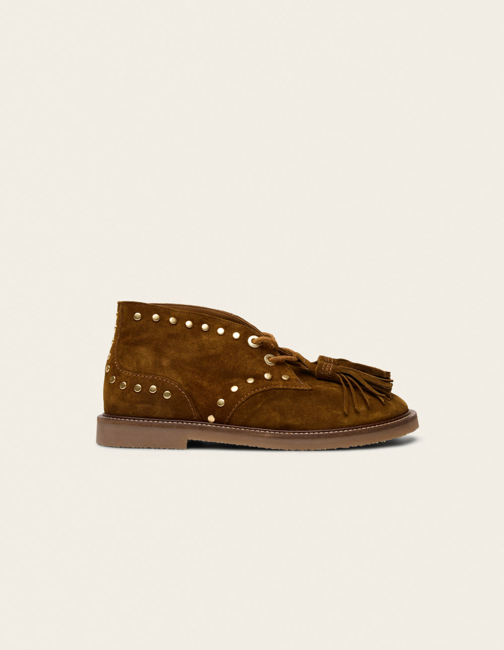 Bottines à lacets Dezi - Suède kaki et clous