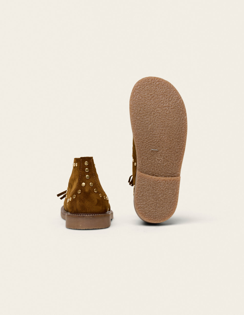 Bottines à lacets Dezi - Suède kaki et clous