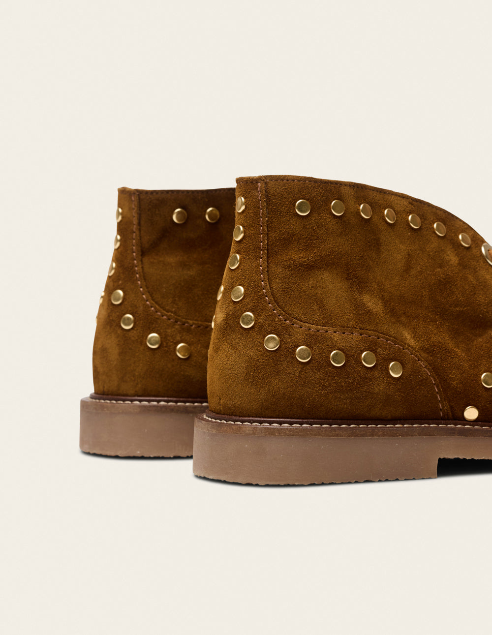 Bottines à lacets Dezi - Suède kaki et clous