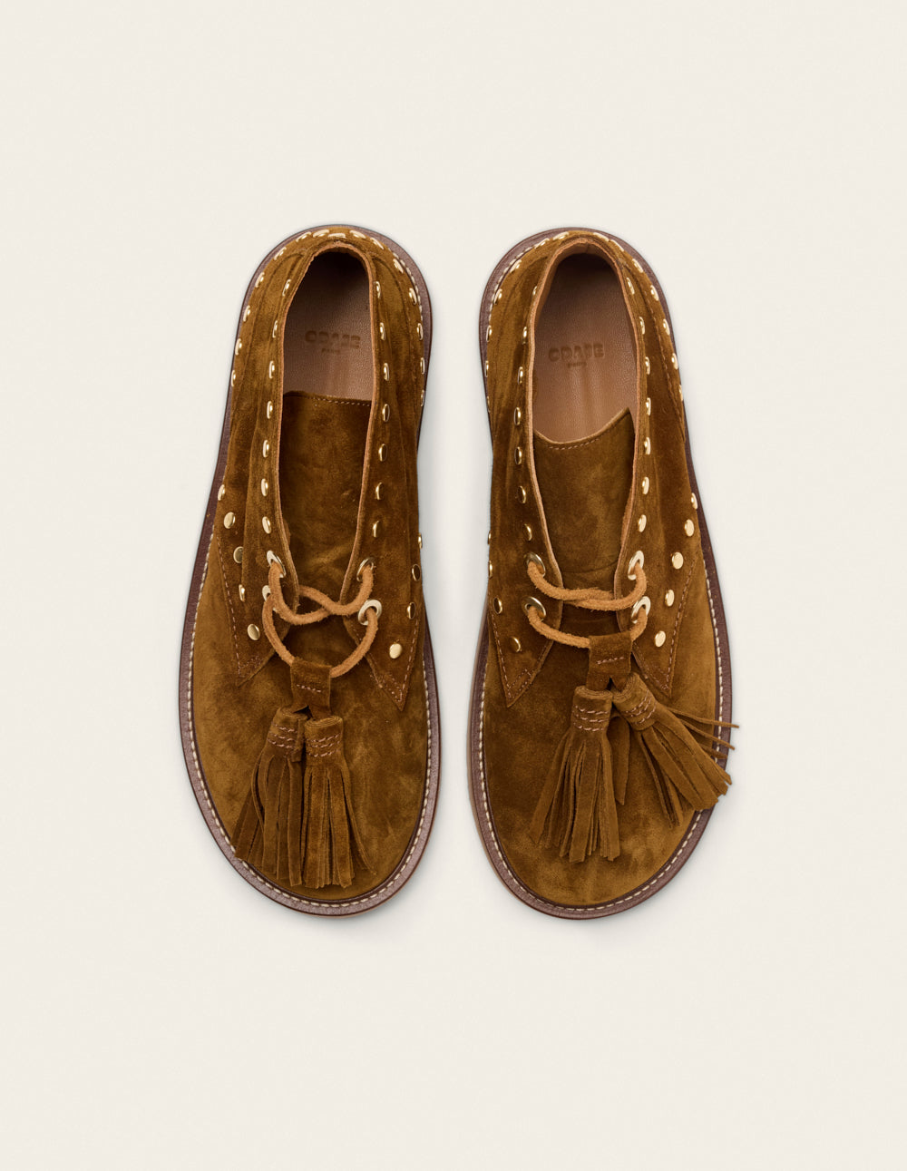 Bottines à lacets Dezi - Suède kaki et clous