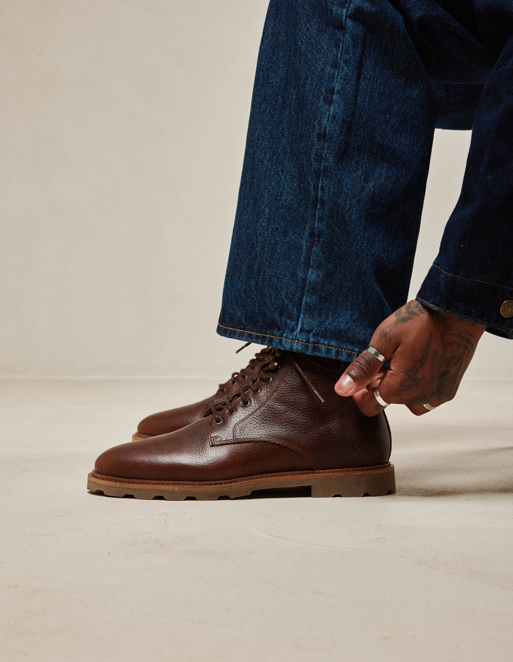 Bottines Eugène - Cuir pull-up grainé marron