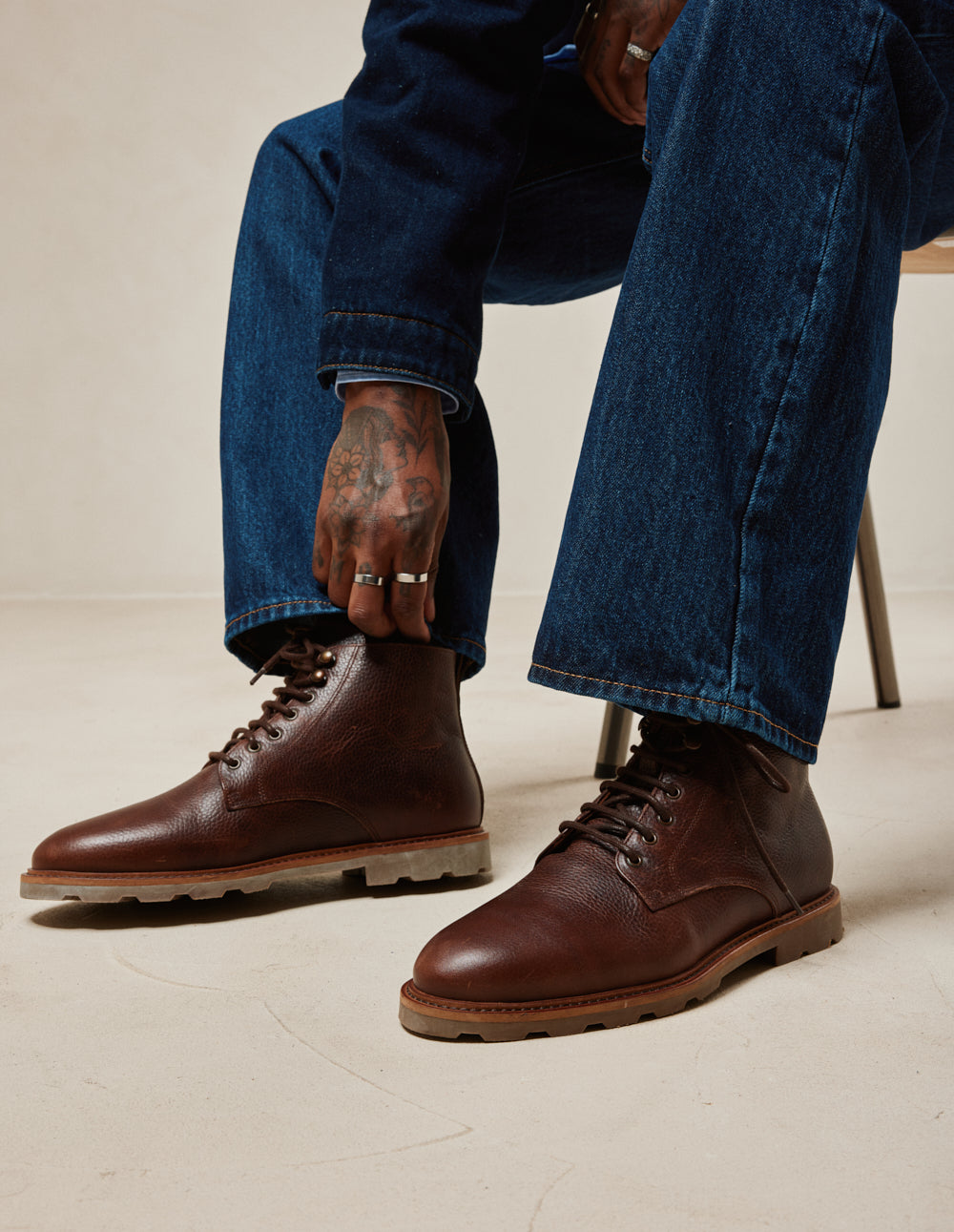 Bottines Eugène - Cuir pull-up grainé marron