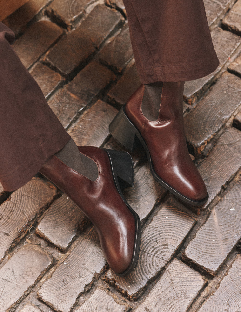 Bottines à talons Ezia - Cuir marron