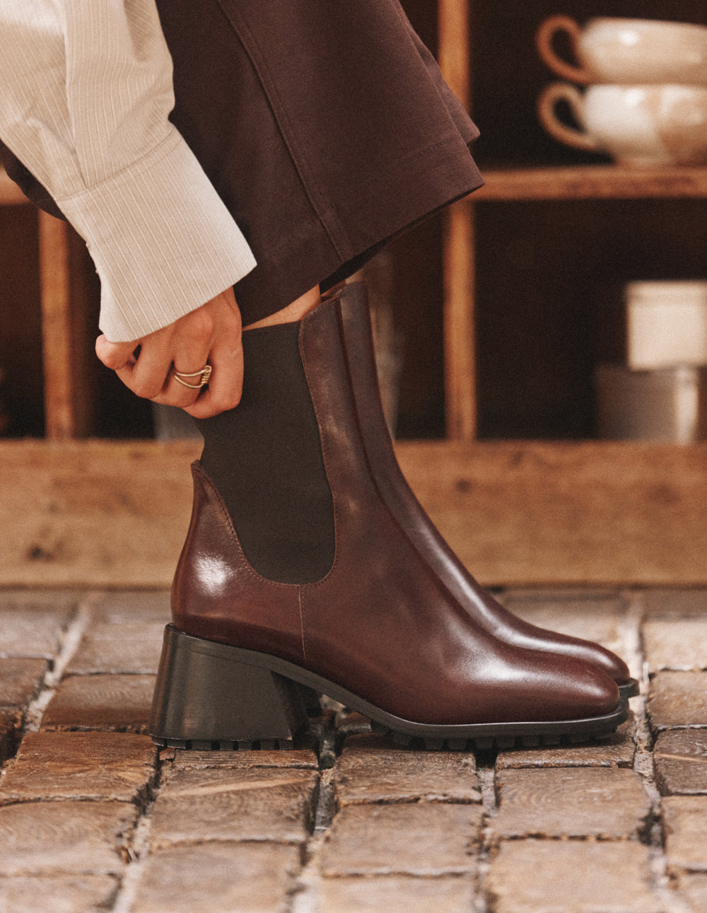 Bottines à talons Ezia - Cuir marron