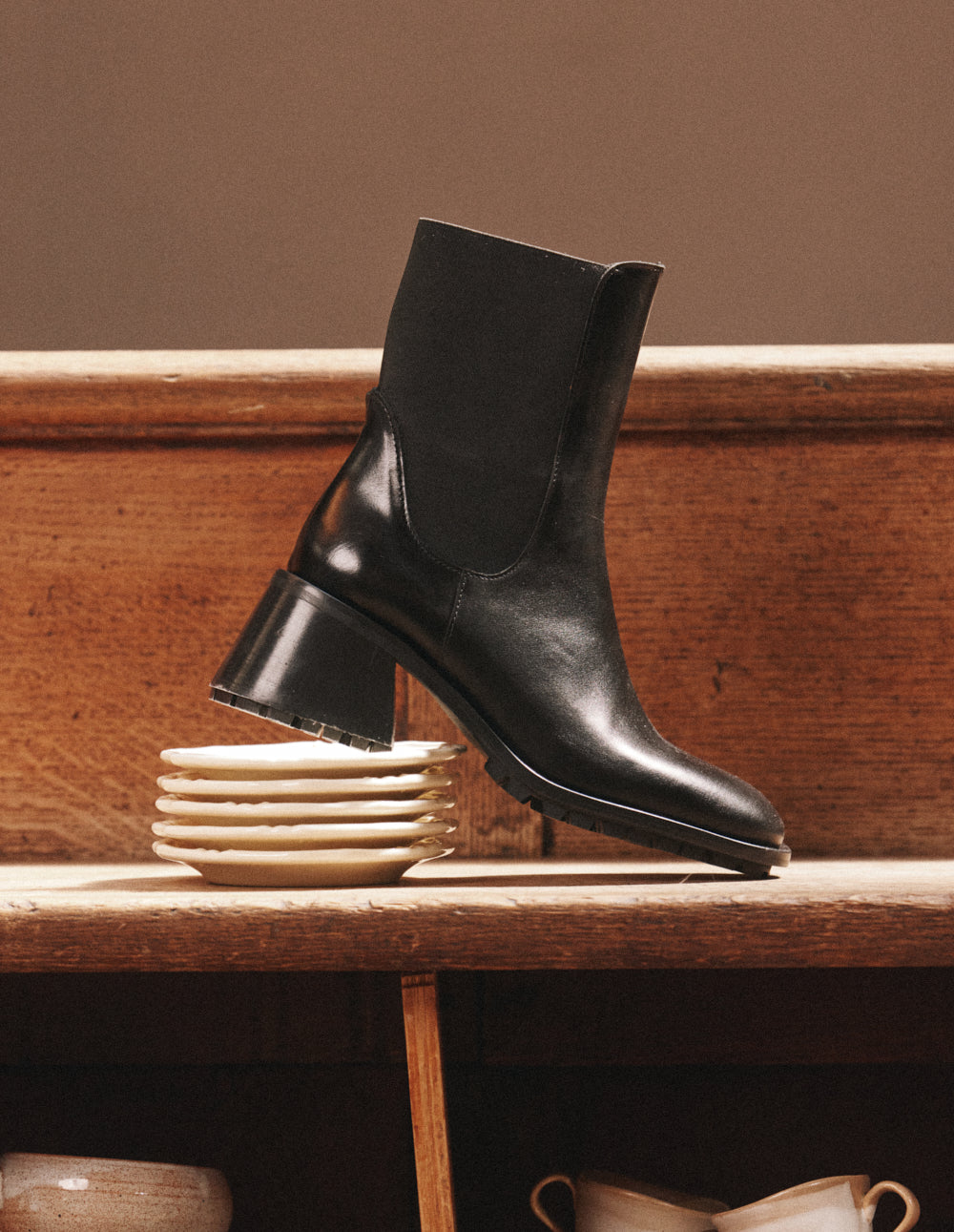 Bottines à talons Ezia - Cuir noir