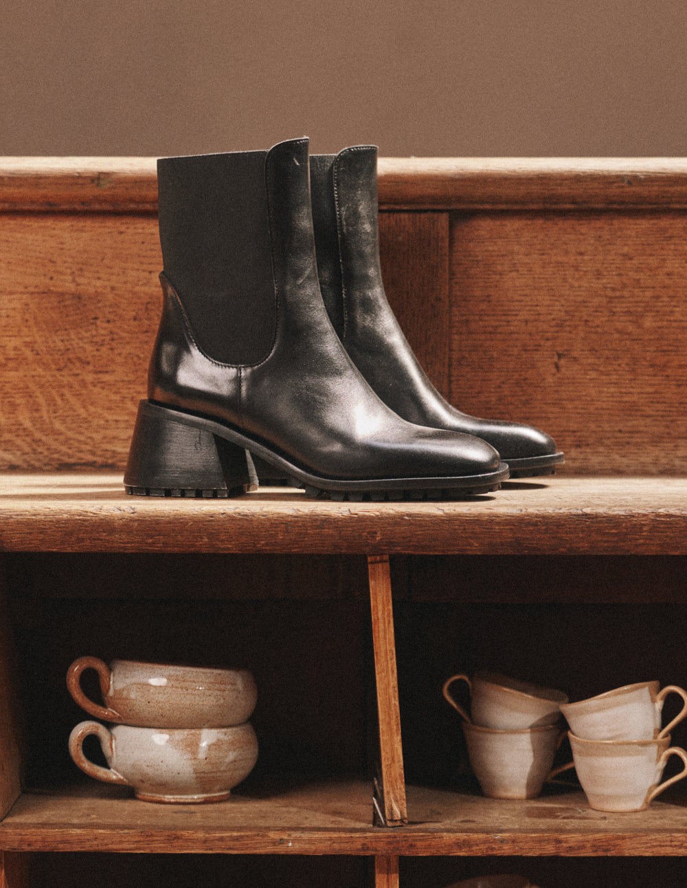 Bottines à talons Ezia - Cuir noir