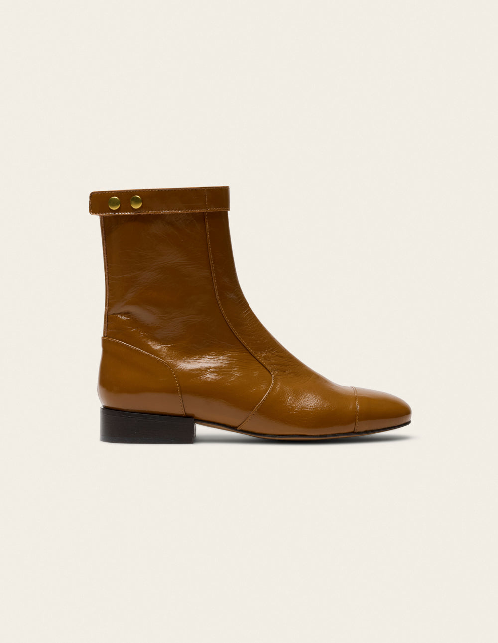 Bottines Fibi - Cuir plissé camel