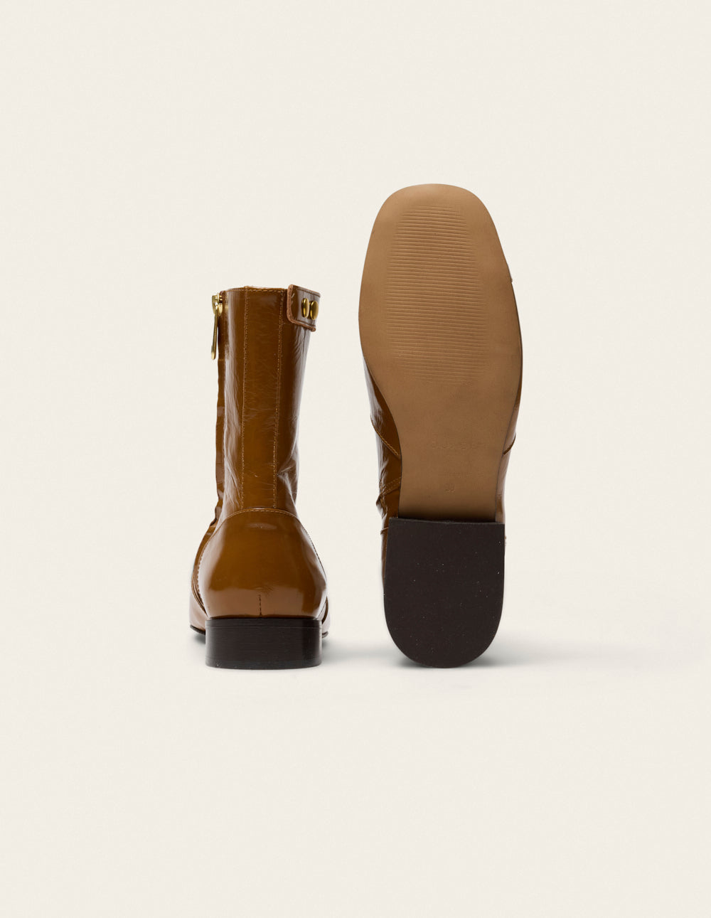 Bottines Fibi - Cuir plissé camel
