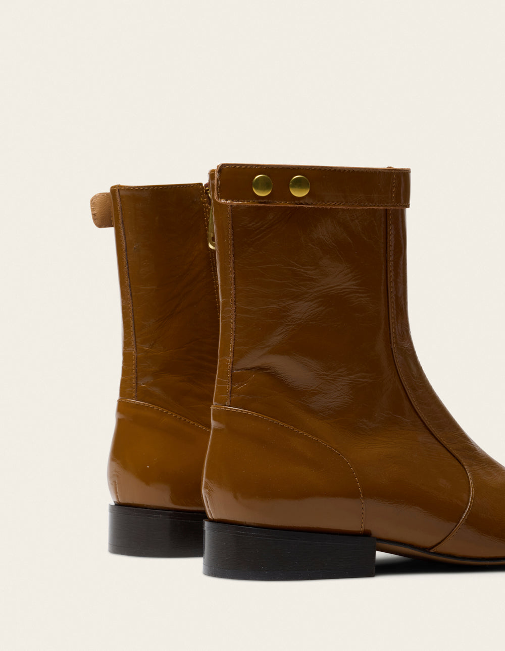 Bottines Fibi - Cuir plissé camel