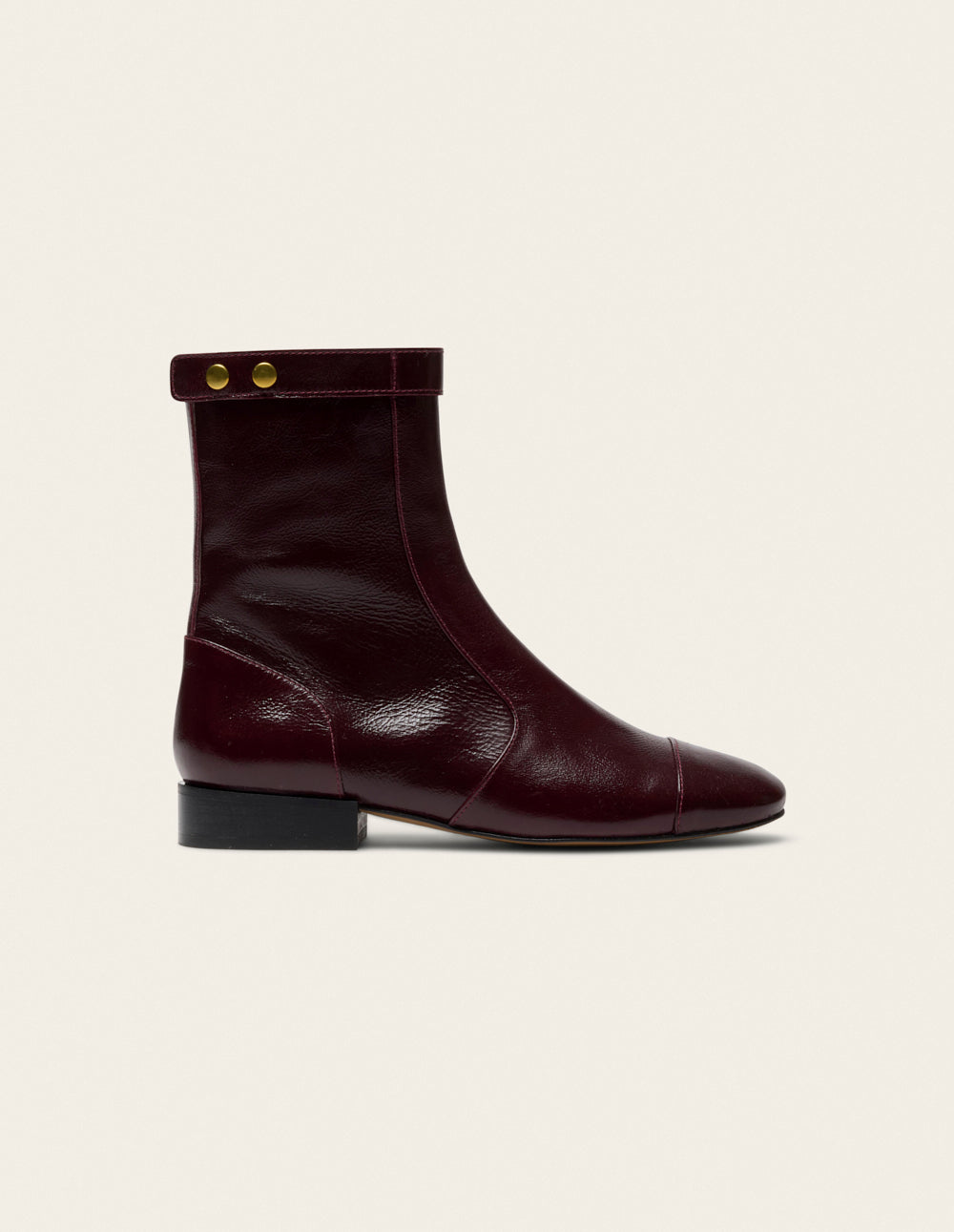 Fibi ankle boots - Burgundy patent pleated leather