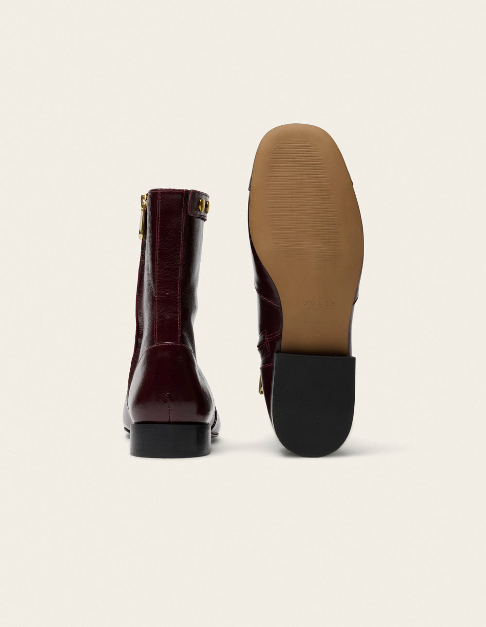 Fibi ankle boots - Burgundy patent pleated leather