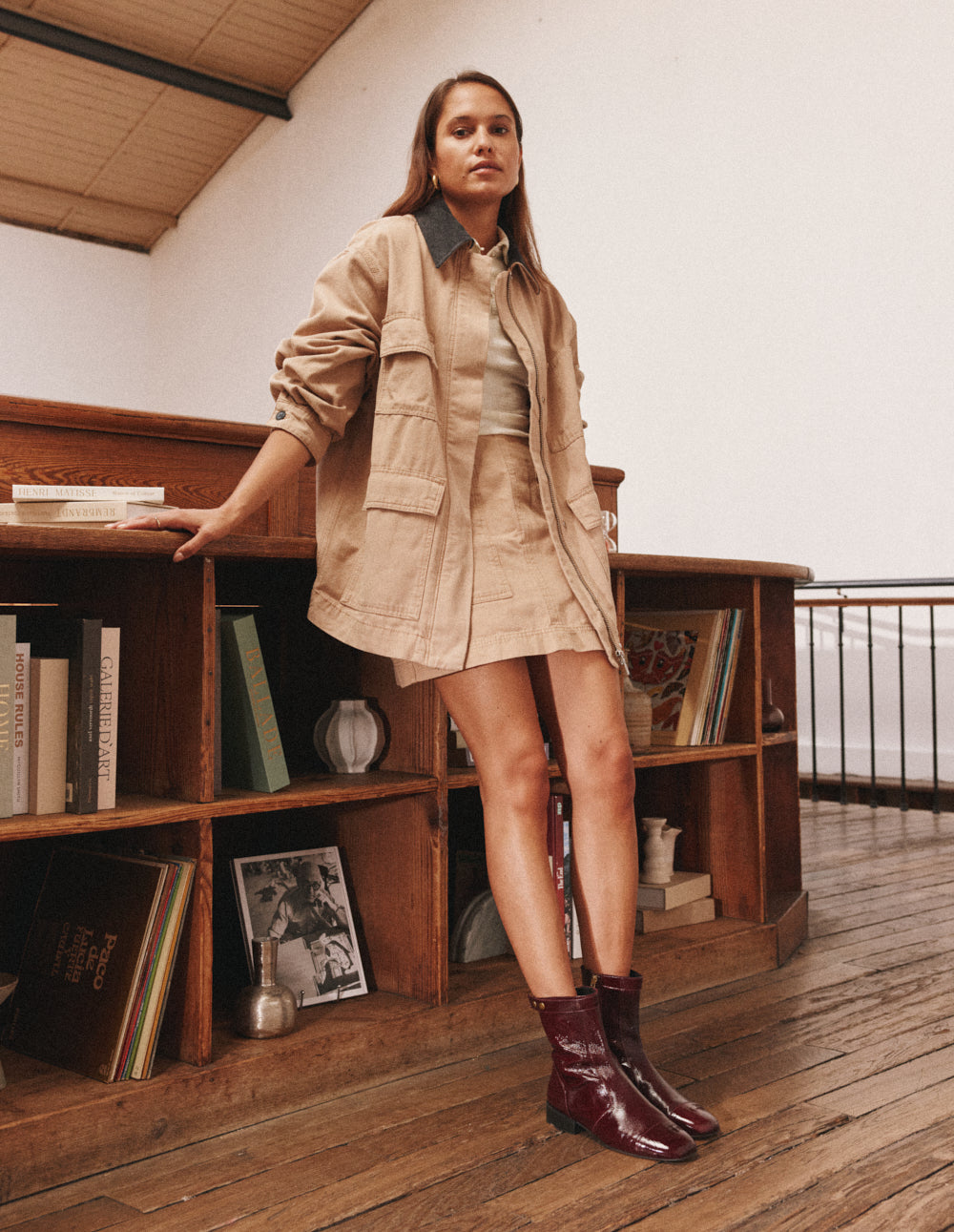 Fibi ankle boots - Burgundy patent pleated leather