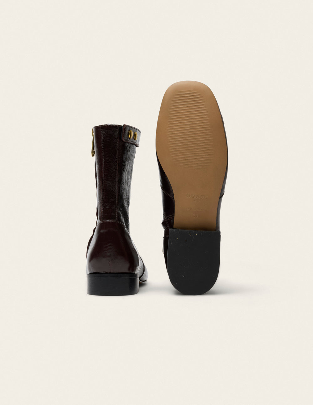 Bottines Fibi - Cuir plissé verni chocolat