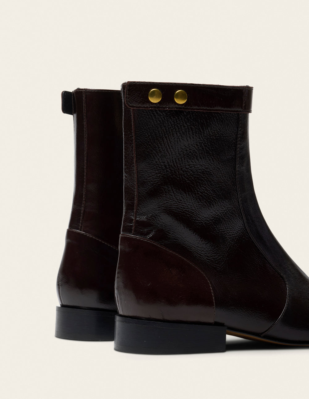 Bottines Fibi - Cuir plissé verni chocolat