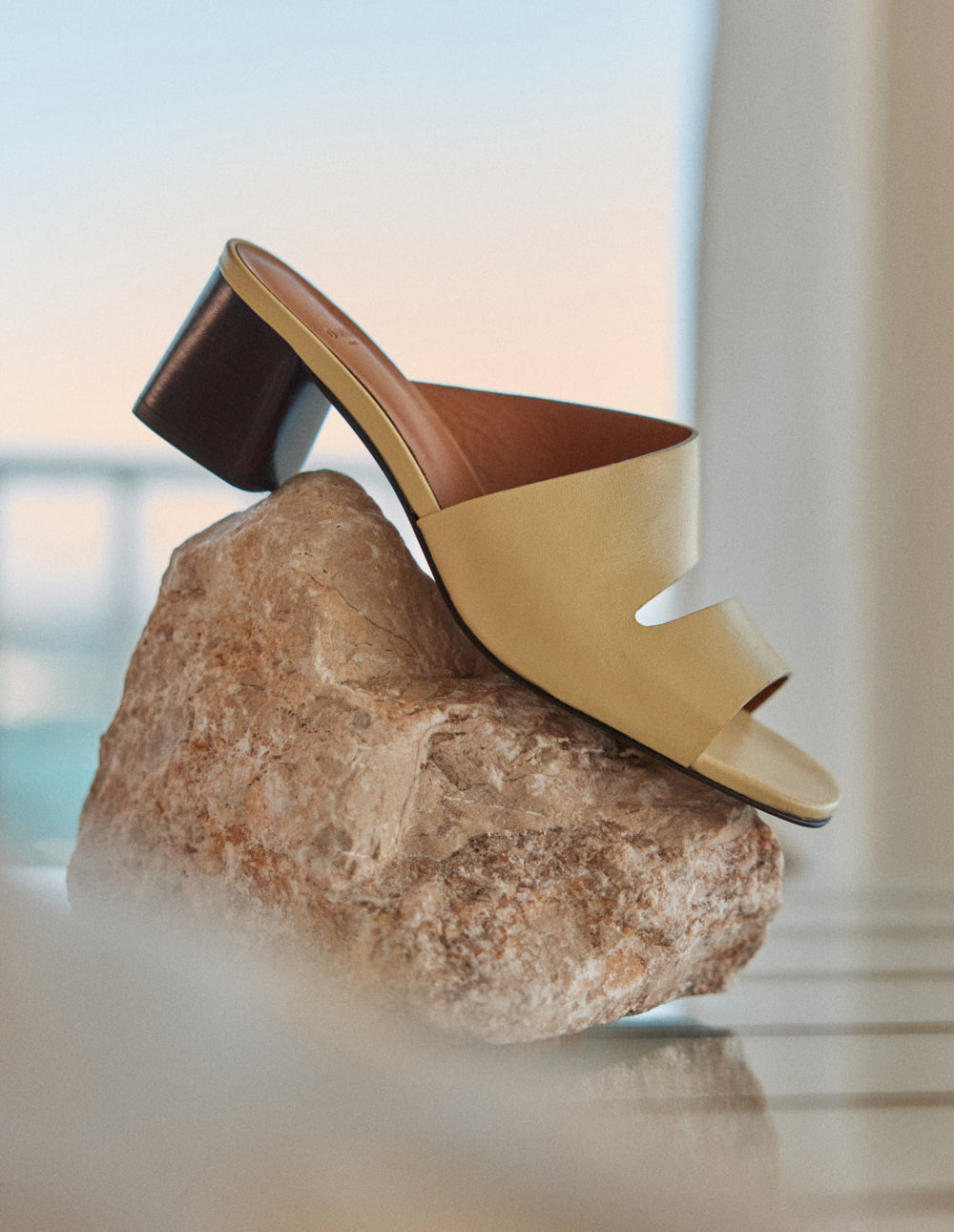 Mules Fika - Cuir jaune pastel