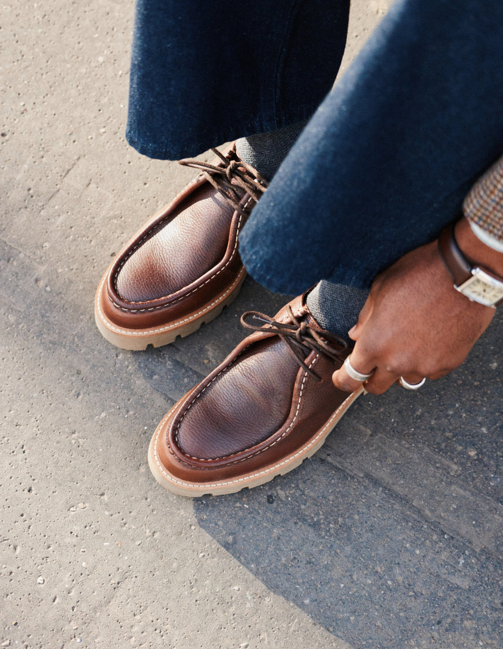 Gontran Derbies - Brown grained pull-up leather