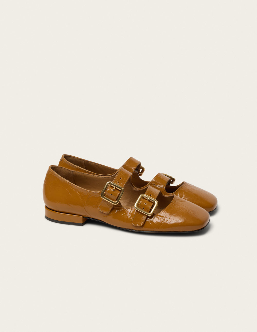 Ballerines Fazo - Cuir plissé camel