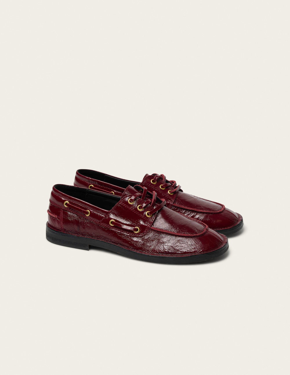 Mocassins Leni - Cuir plissé bordeaux