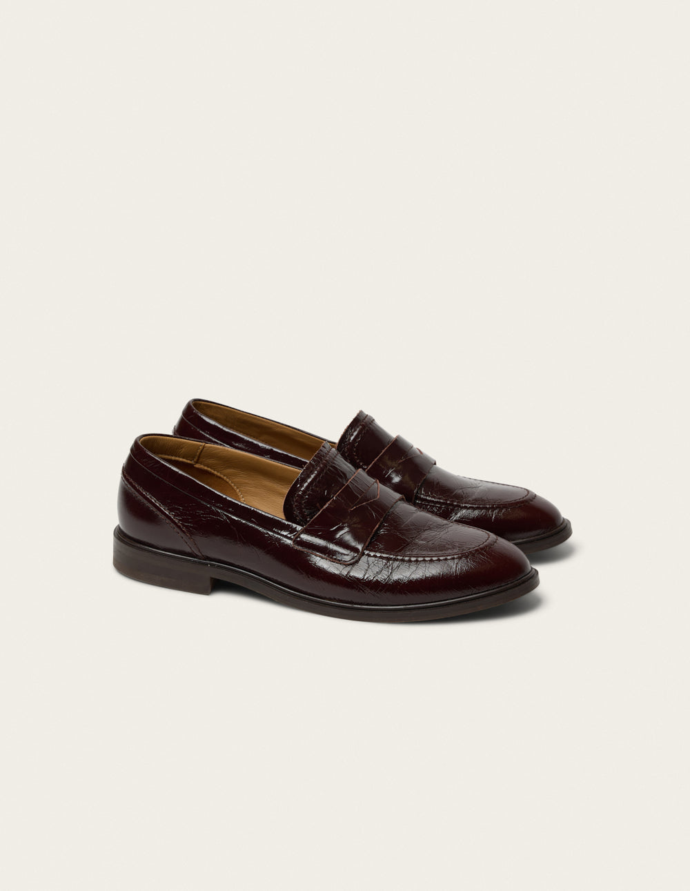 Mocassins Mako - Cuir plissé marron