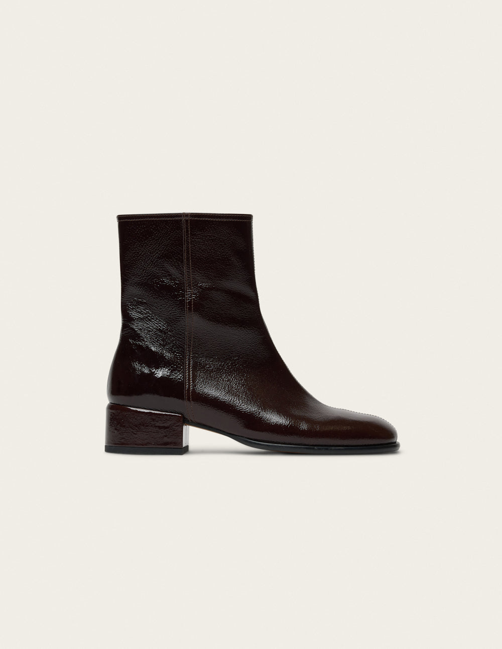 Moli ankle boots - Chocolate patent pleated leather