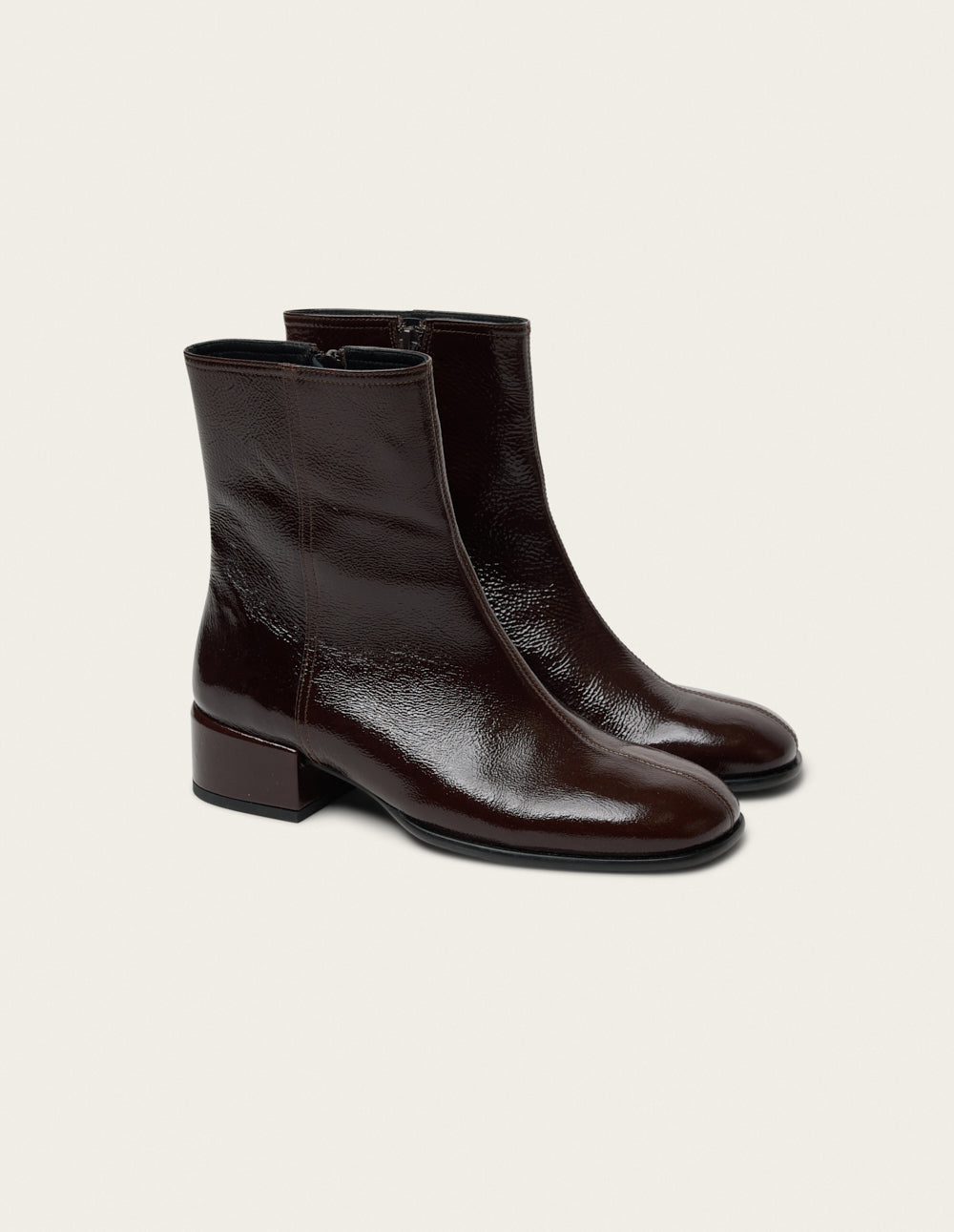 Moli ankle boots - Chocolate patent pleated leather