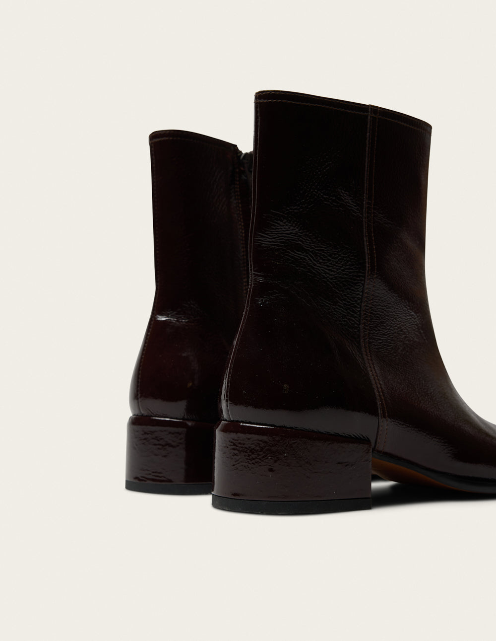 Moli ankle boots - Chocolate patent pleated leather