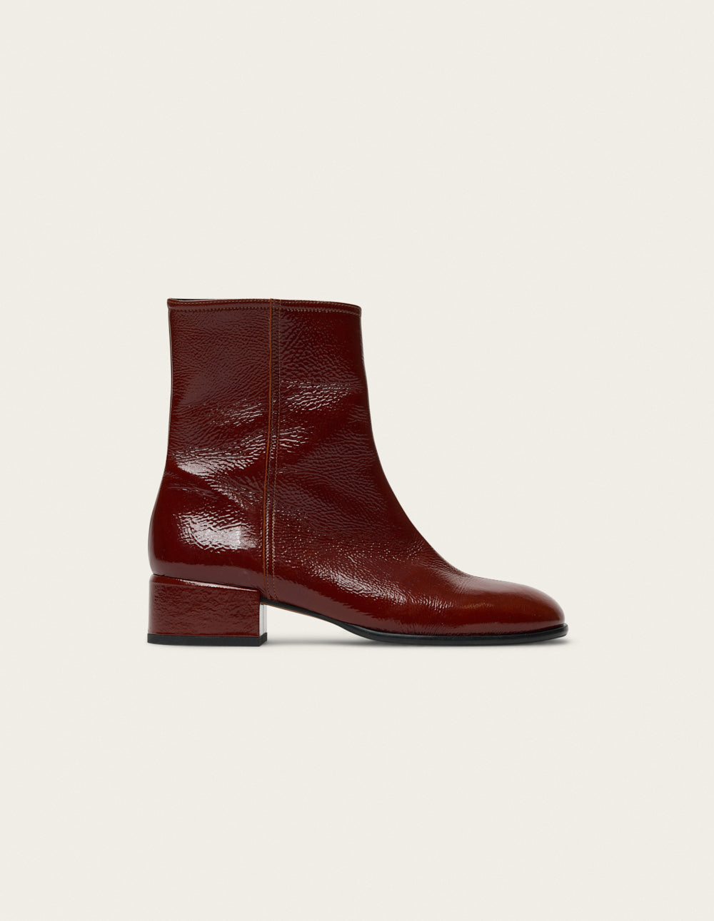 Moli ankle boots - Cognac pleated patent leather