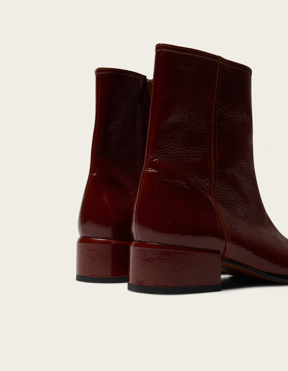 Moli ankle boots - Cognac pleated patent leather
