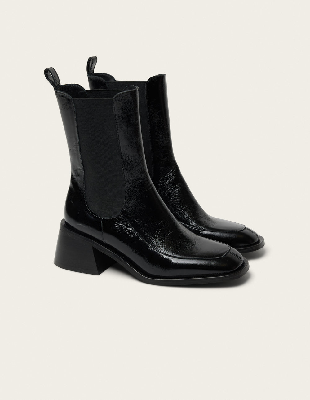Bottines à talons Toli - Cuir plissé noir
