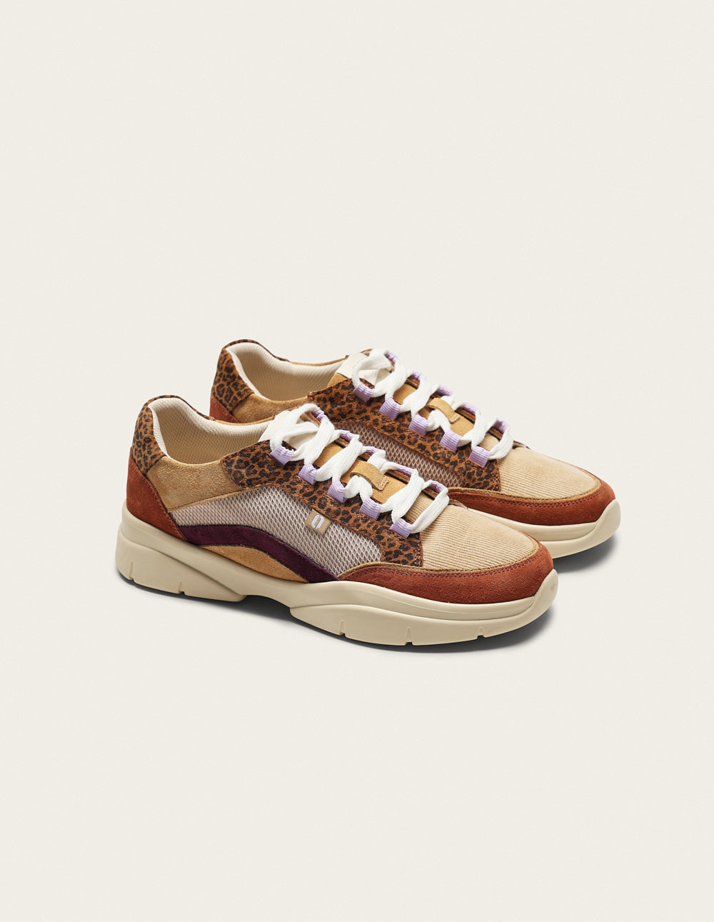 Baskets basses Laura - Brique beige léopard