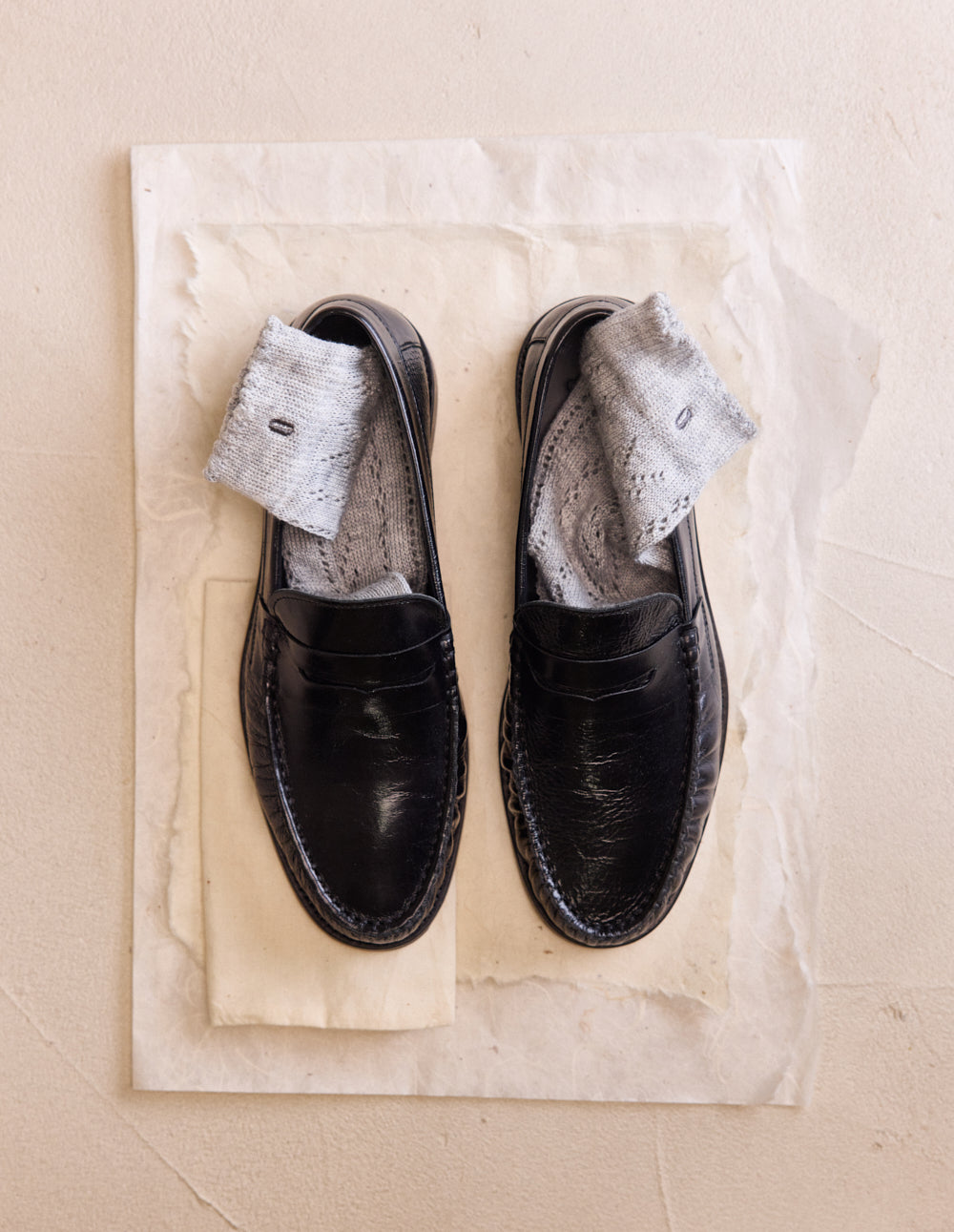 Mocassins Halley - Cuir plissé noir