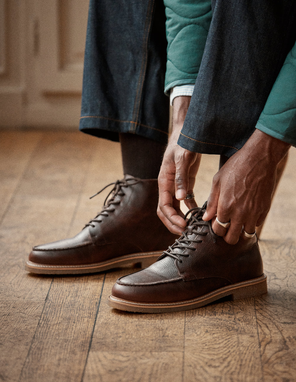 Boots Hugo - Brown grained pull-up leather