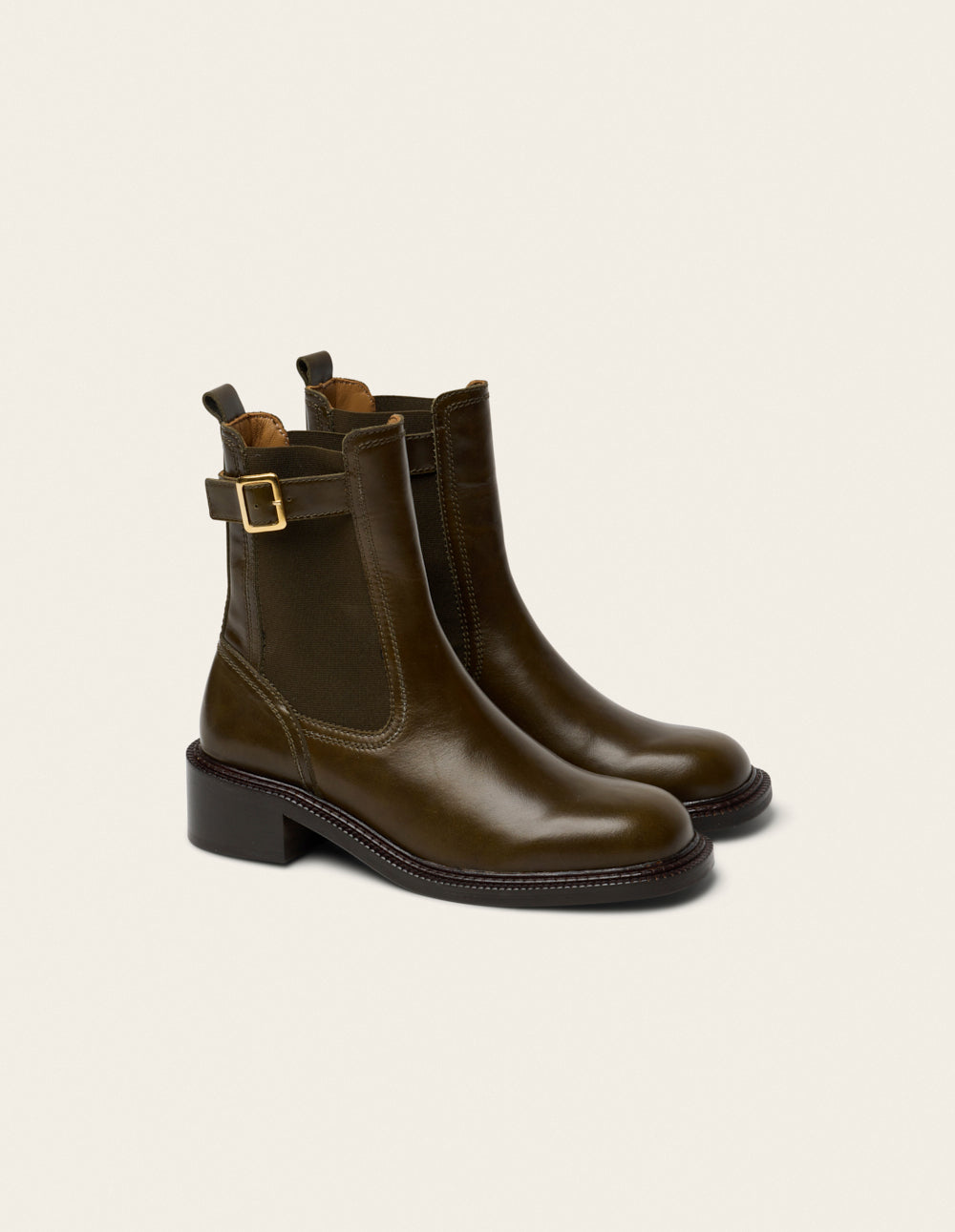 Bottines à talons Jaya - Cuir kaki