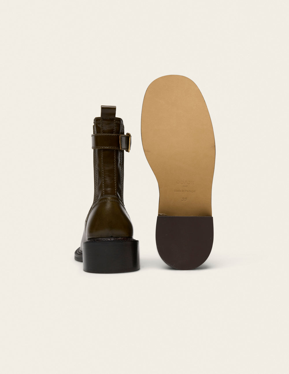 Bottines à talons Jaya - Cuir kaki