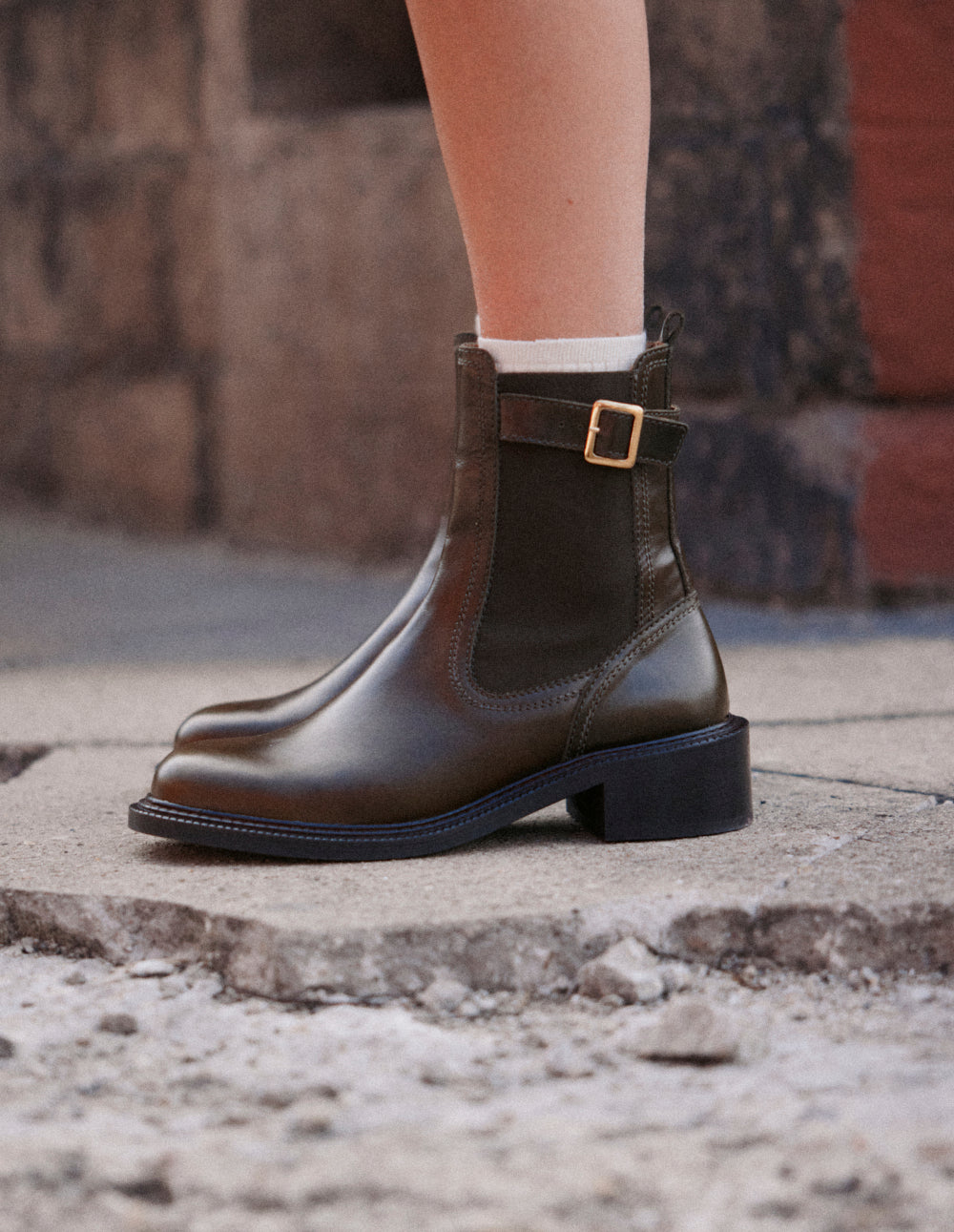 Bottines à talons Jaya - Cuir kaki