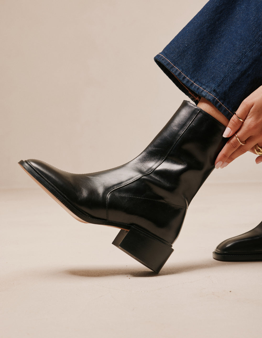 Bottines à talons Jozi - Cuir noir