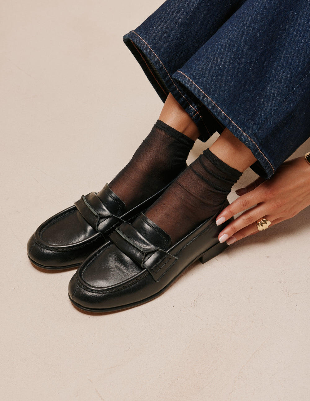 Mocassins Jylis - Cuir plissé noir