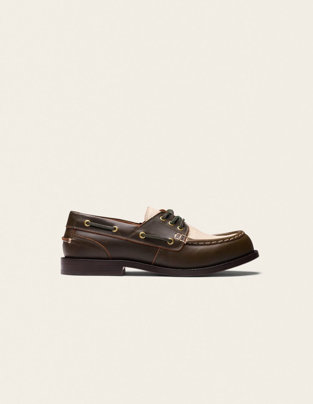 Kinto Boat Shoes - Khaki Pull-Up Leather