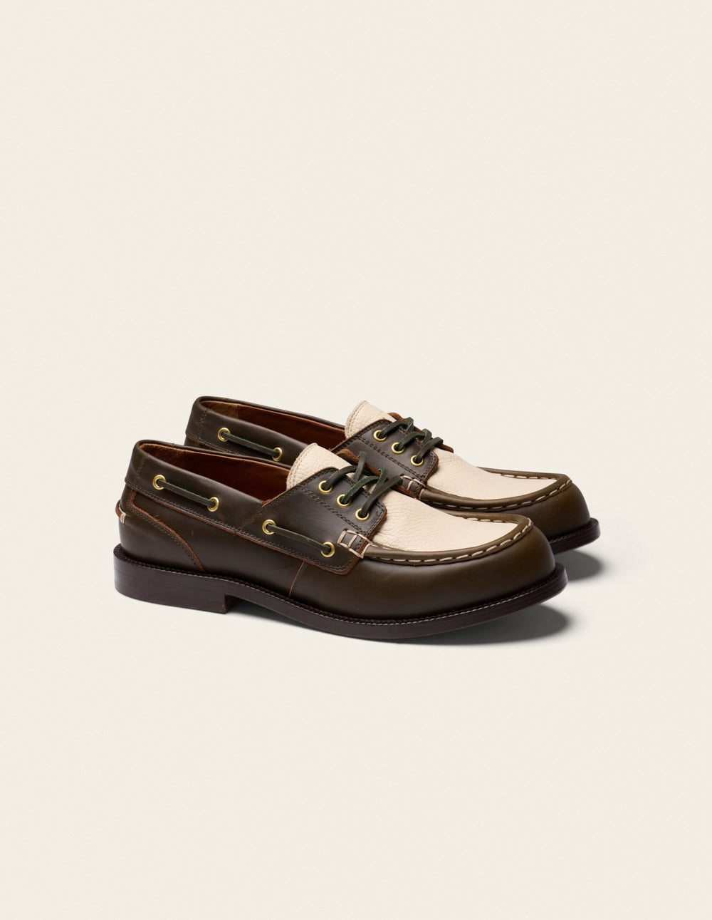 Kinto Boat Shoes - Khaki Pull-Up Leather