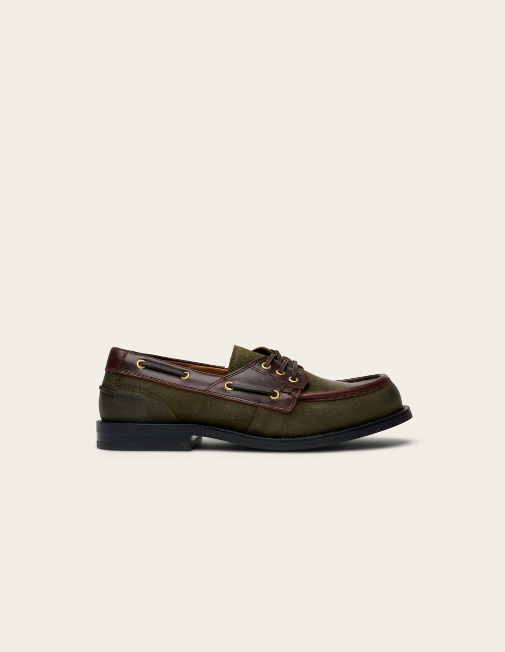 Chaussures Bateau Kinto - Suède huilé kaki et marron