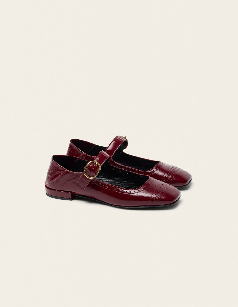 Ballerines Lali - Cuir plissé bordeaux