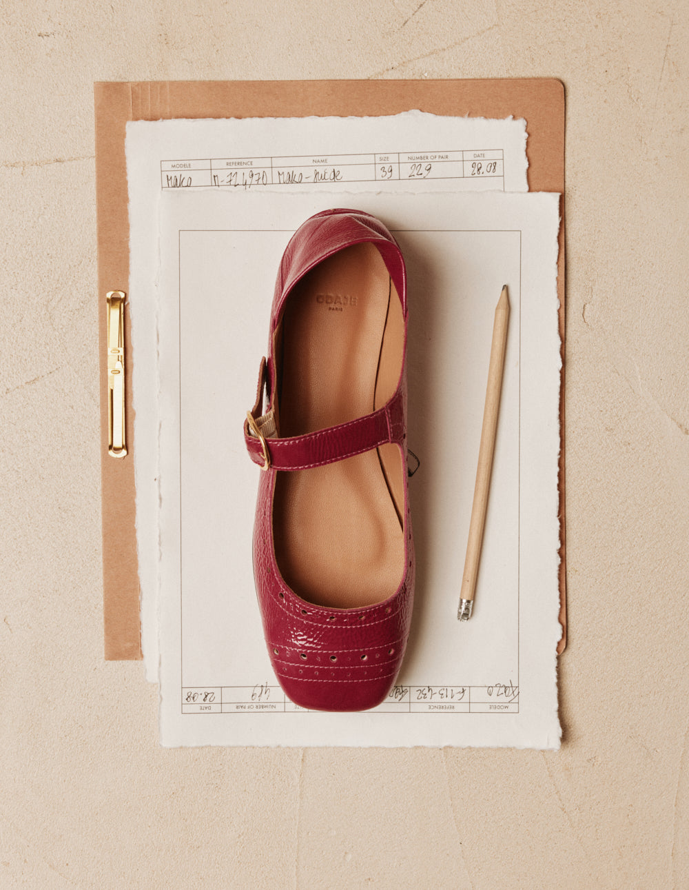 Lali ballet flats - Raspberry Patent Pleated Leather
