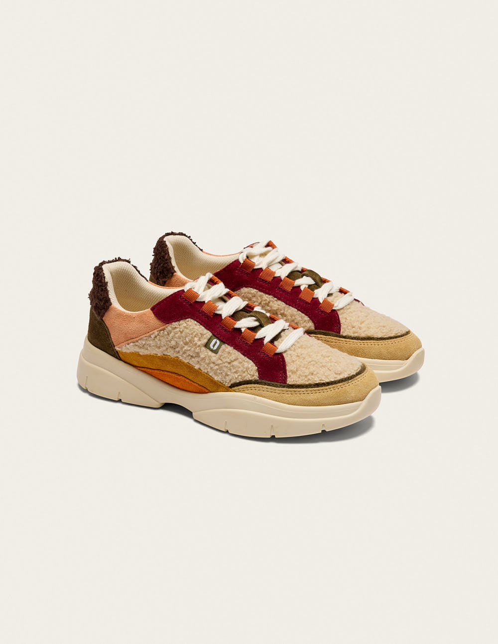 Baskets basses Laura - Beige crème bordeaux