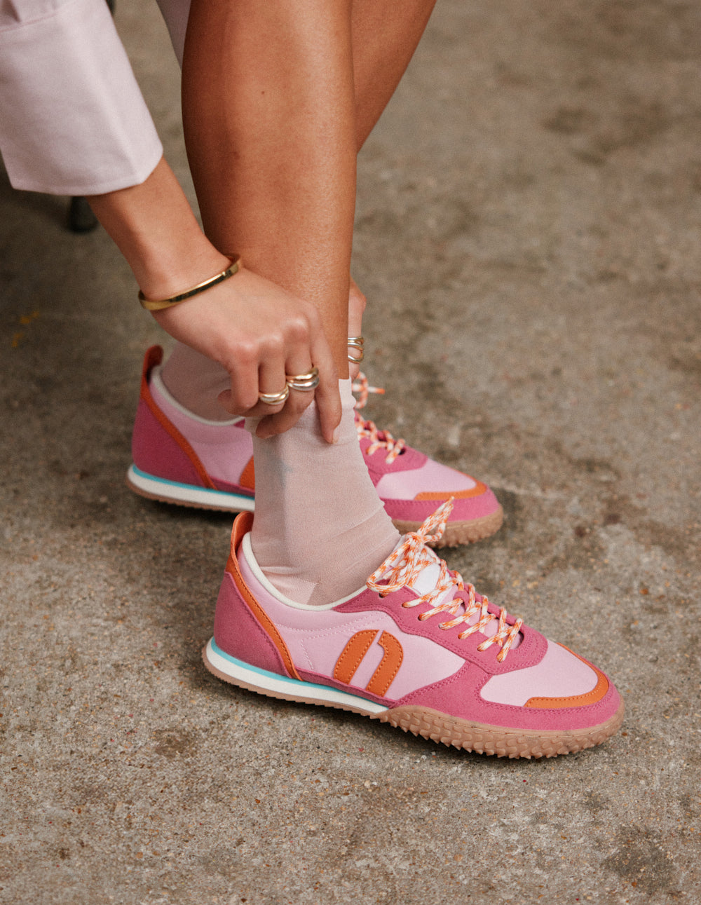 Baskets basses Layras - Rose orange turquoise