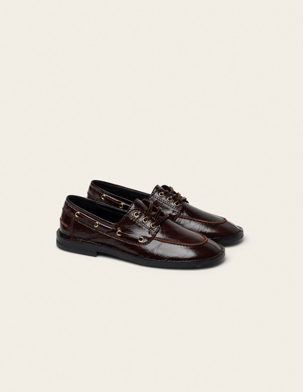 Mocassins Leni - Cuir plissé chocolat