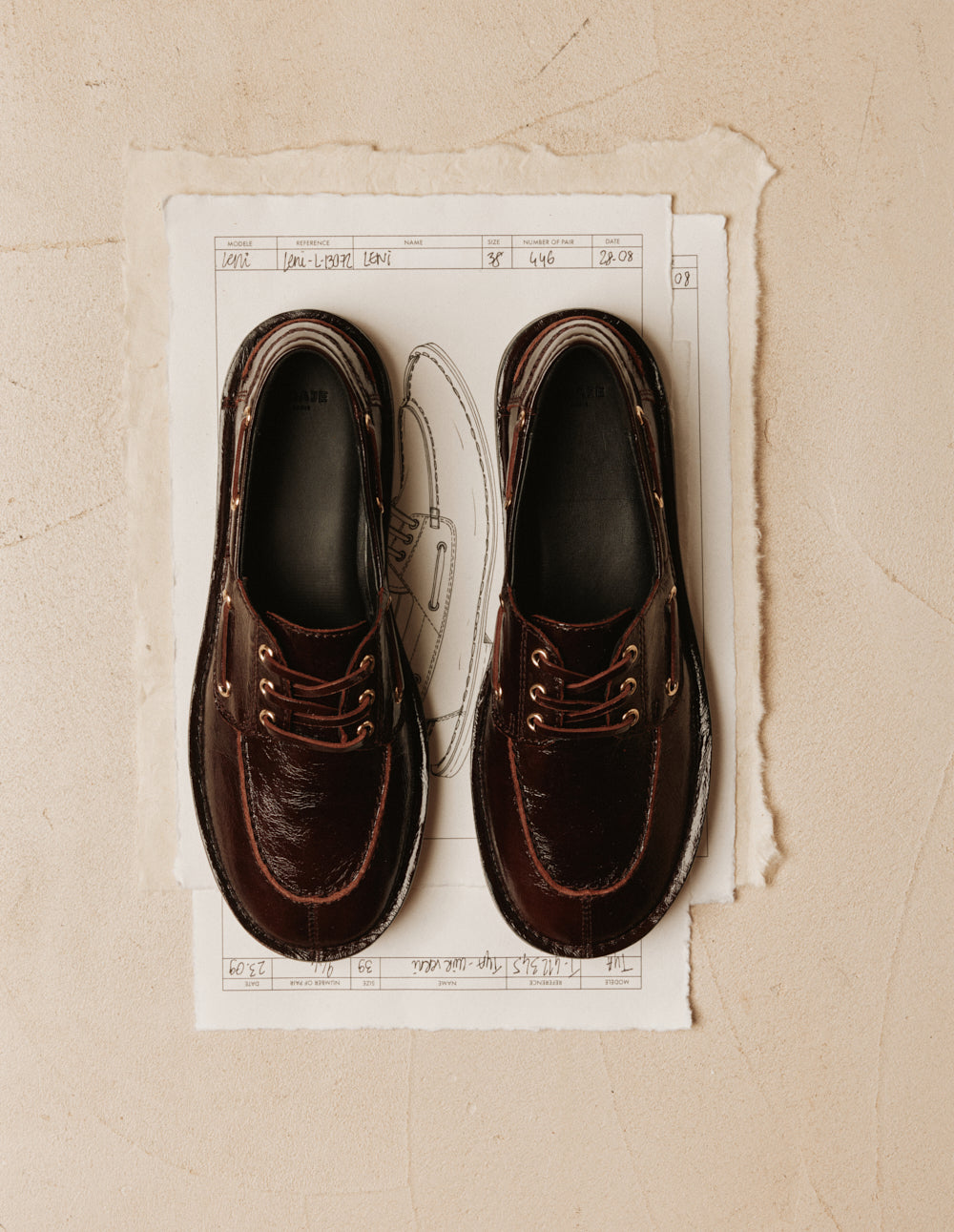 Mocassins Leni - Cuir plissé chocolat