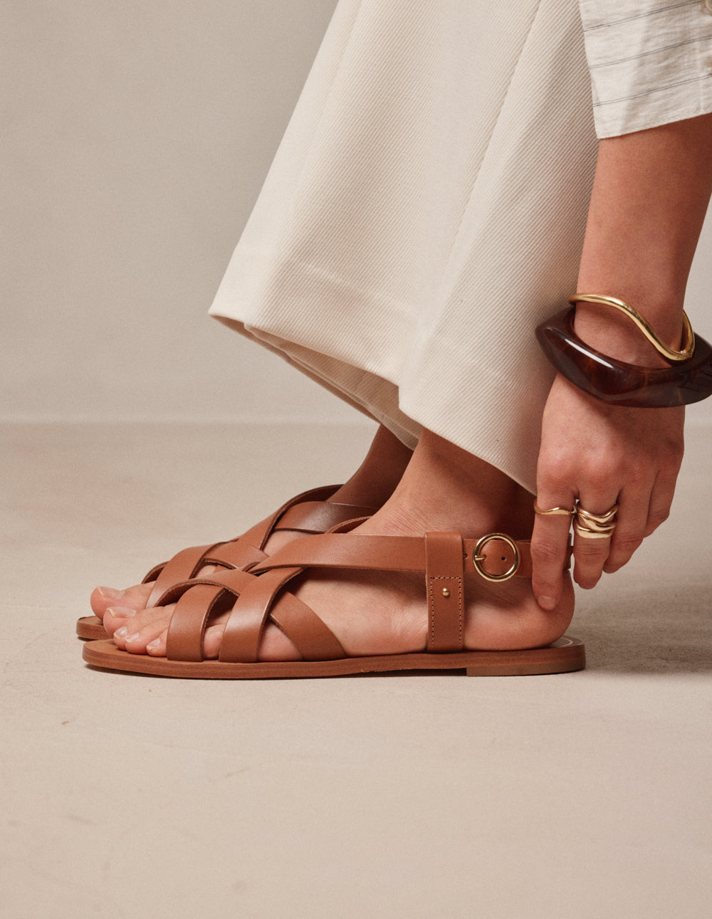 Lisa sandals - Camel leather